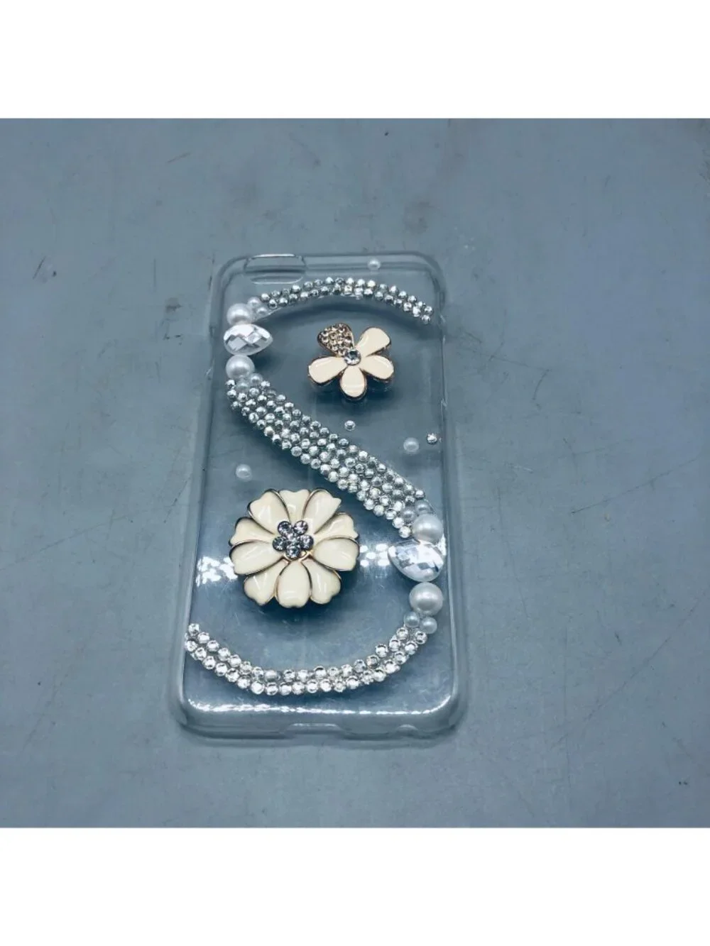 Phone case 6s embellished floral bling clear READ